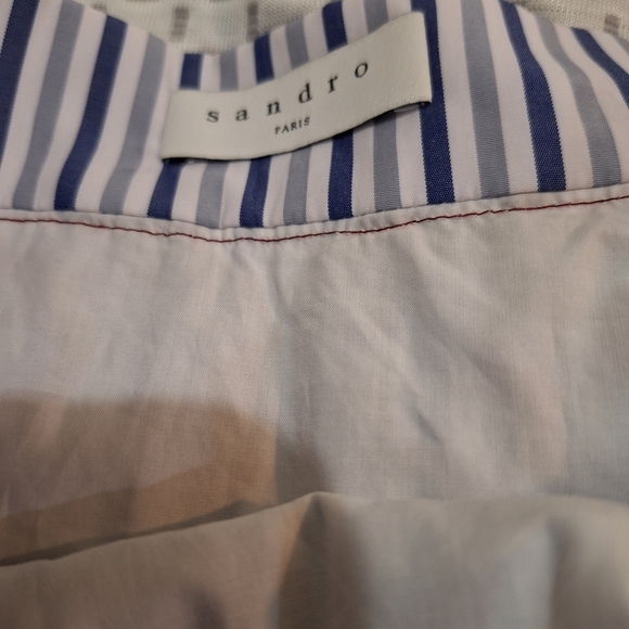 NEW Sandro Paris embroidered floral striped flounce ruffle mini skirt 1 XS - Picture 7 of 9